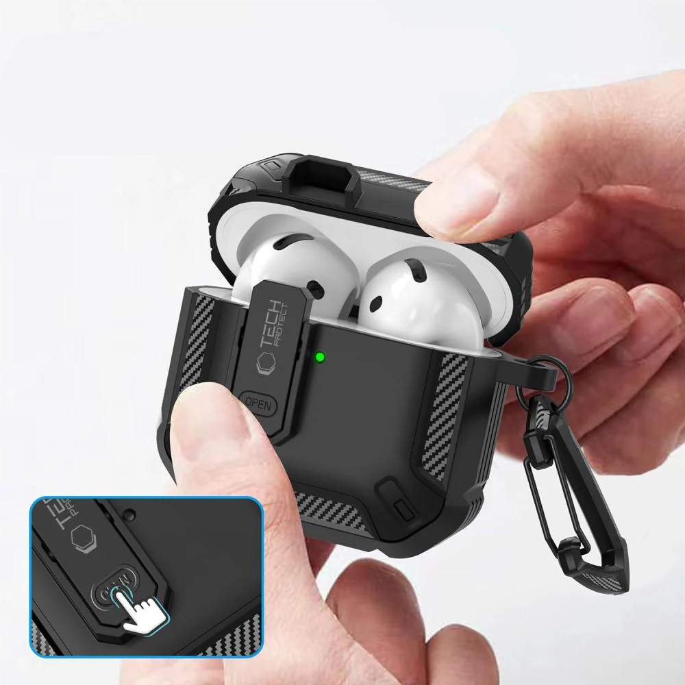Schutzhülle für Apple AirPods 4, Tech-Protect Carbonox, Schwarz - Image 3