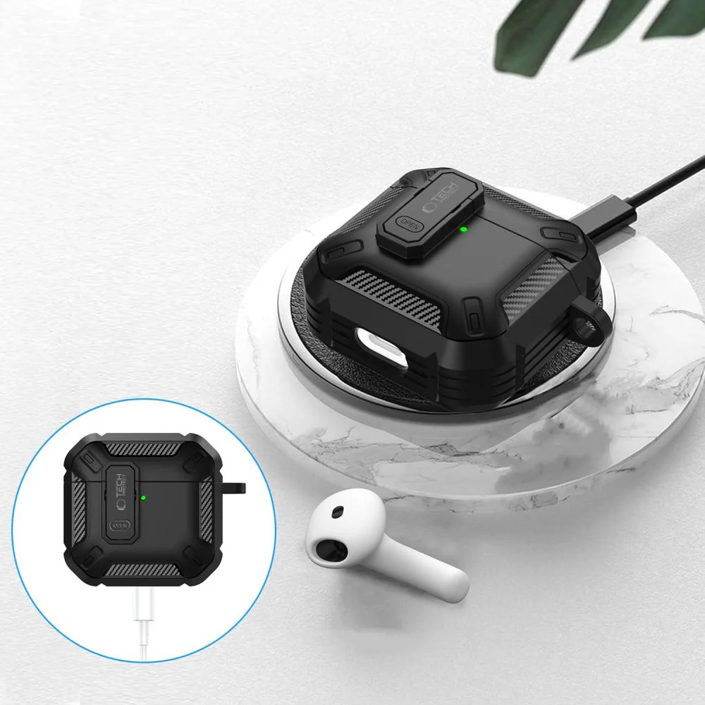 Schutzhülle für Apple AirPods 4, Tech-Protect Carbonox, Schwarz - Image 4