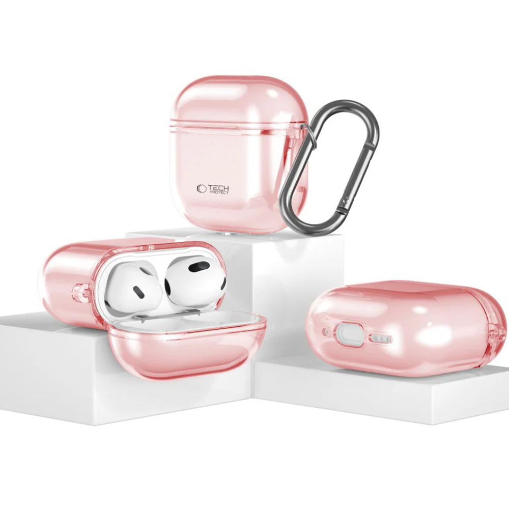 Schutzhülle für Apple AirPods 4, Tech-Protect Flexair Transparent-Rosa - Image 3