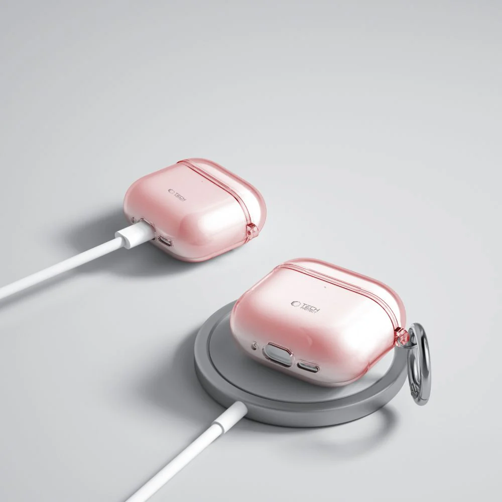 Schutzhülle für Apple AirPods 4, Tech-Protect Flexair Transparent-Rosa - Image 6