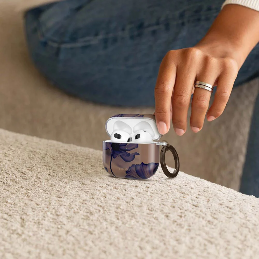 Schutzhülle für Apple AirPods 4, Tech-Protect Lamano, Braun mit Blumen - Image 2