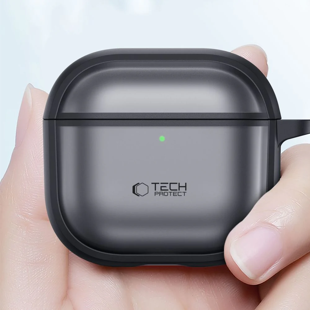 Schutzhülle für Apple AirPods 4, Tech-Protect Magmat, Durchscheinend-Schwarz - Image 7