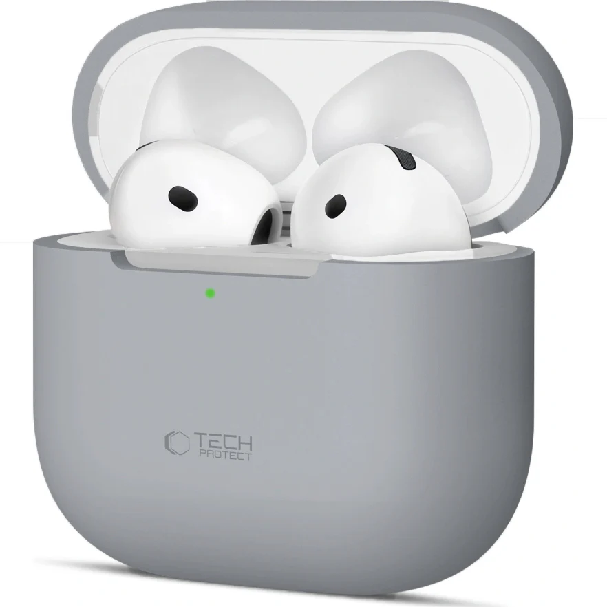 Schutzhülle für Apple AirPods 4, Tech-Protect Silicone, Grau - Image 2