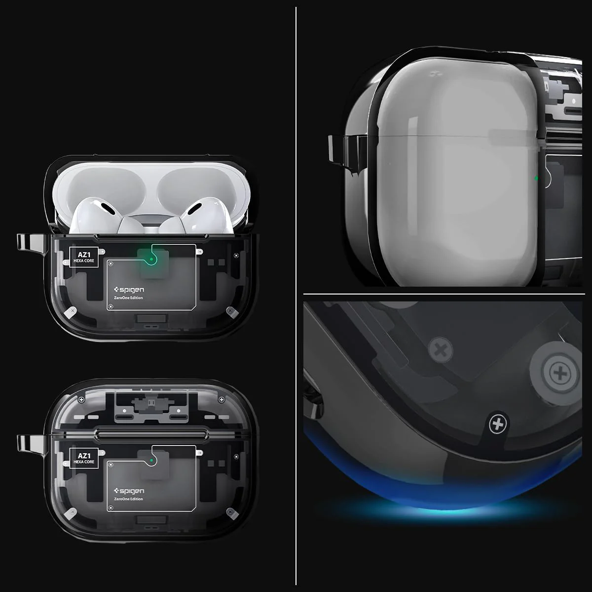 Schutzhülle für Apple AirPods Pro 2, Spigen Ultra Hybrid, Rauchfarben-Grau (Zero One) - Image 12