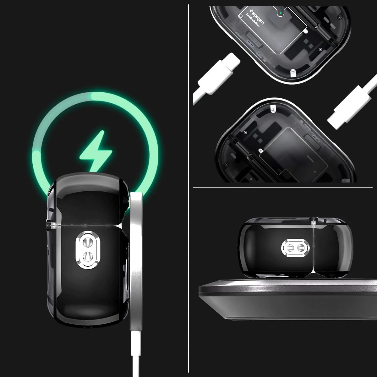 Schutzhülle für Apple AirPods Pro 2, Spigen Ultra Hybrid, Rauchfarben-Grau (Zero One) - Image 14