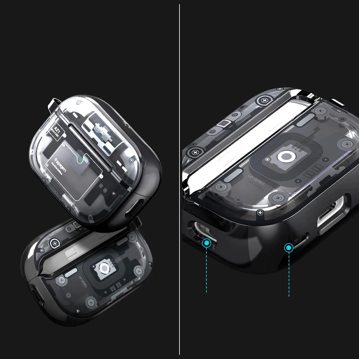 Schutzhülle für Apple AirPods Pro 2, Spigen Ultra Hybrid, Rauchfarben-Grau (Zero One) - Image 15