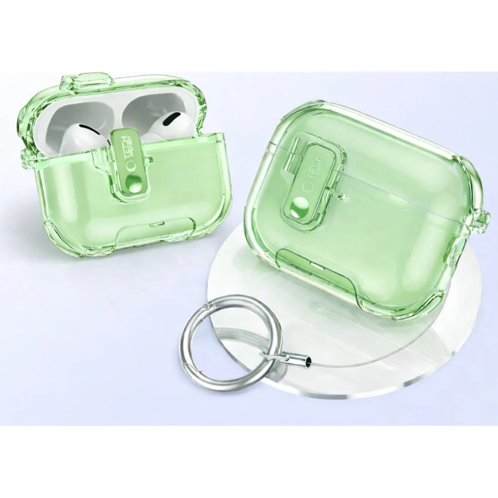 Schutzhülle für Apple AirPods Pro 3, Tech-Protect Bounce Pro, Transparent-Grün - Image 5