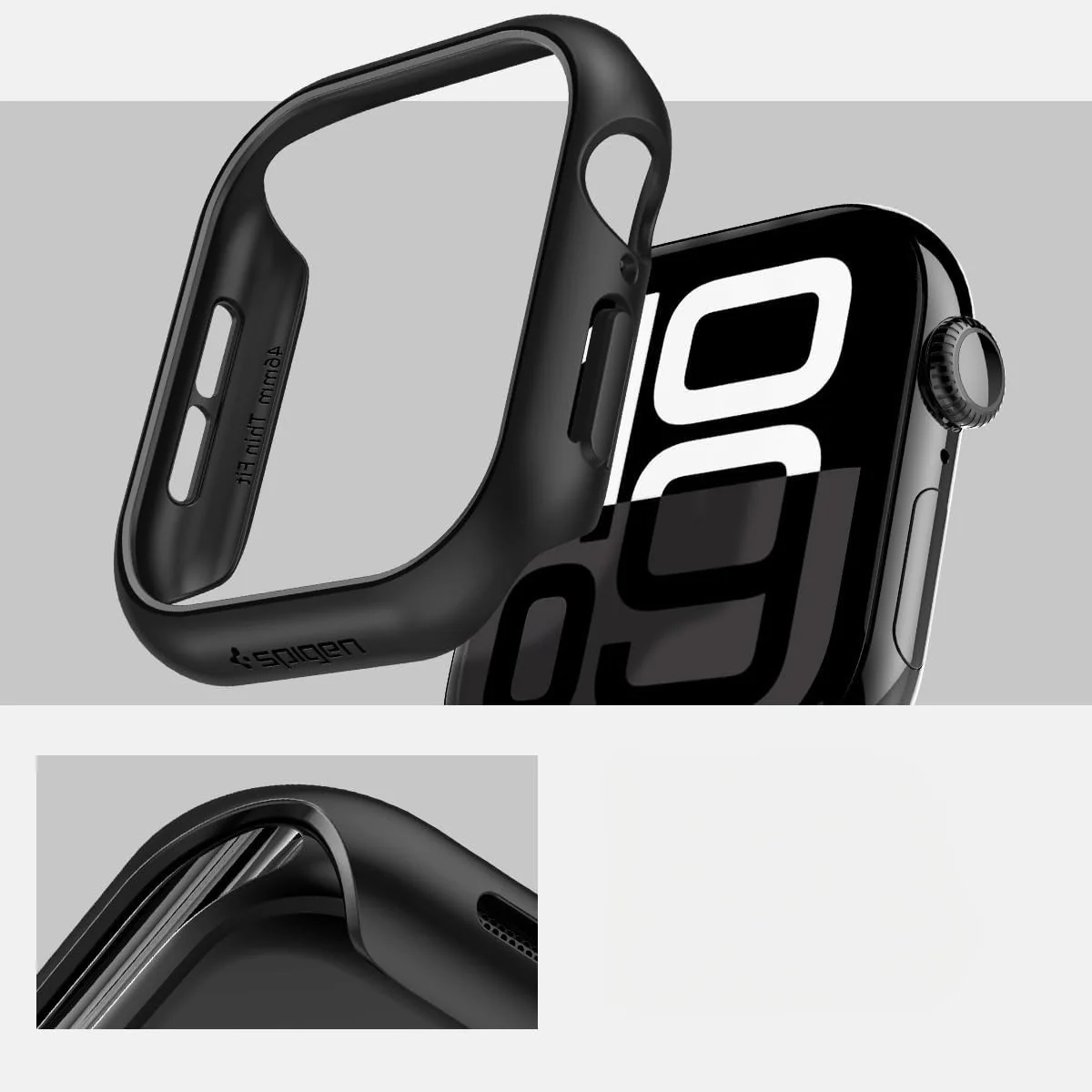 Schutzhülle für Apple Watch 11 / 10 46 mm, Spigen Thin Fit, Schwarz - Image 11