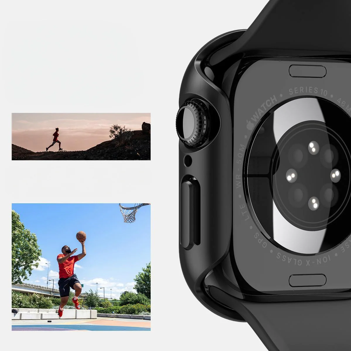 Schutzhülle für Apple Watch 11 / 10 46 mm, Spigen Thin Fit, Schwarz - Image 14