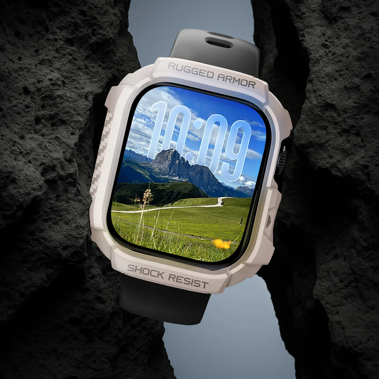 Schutzhülle für Apple Watch 11 / 10 42 mm, Spigen Rugged Armor 2, Beige - Image 13