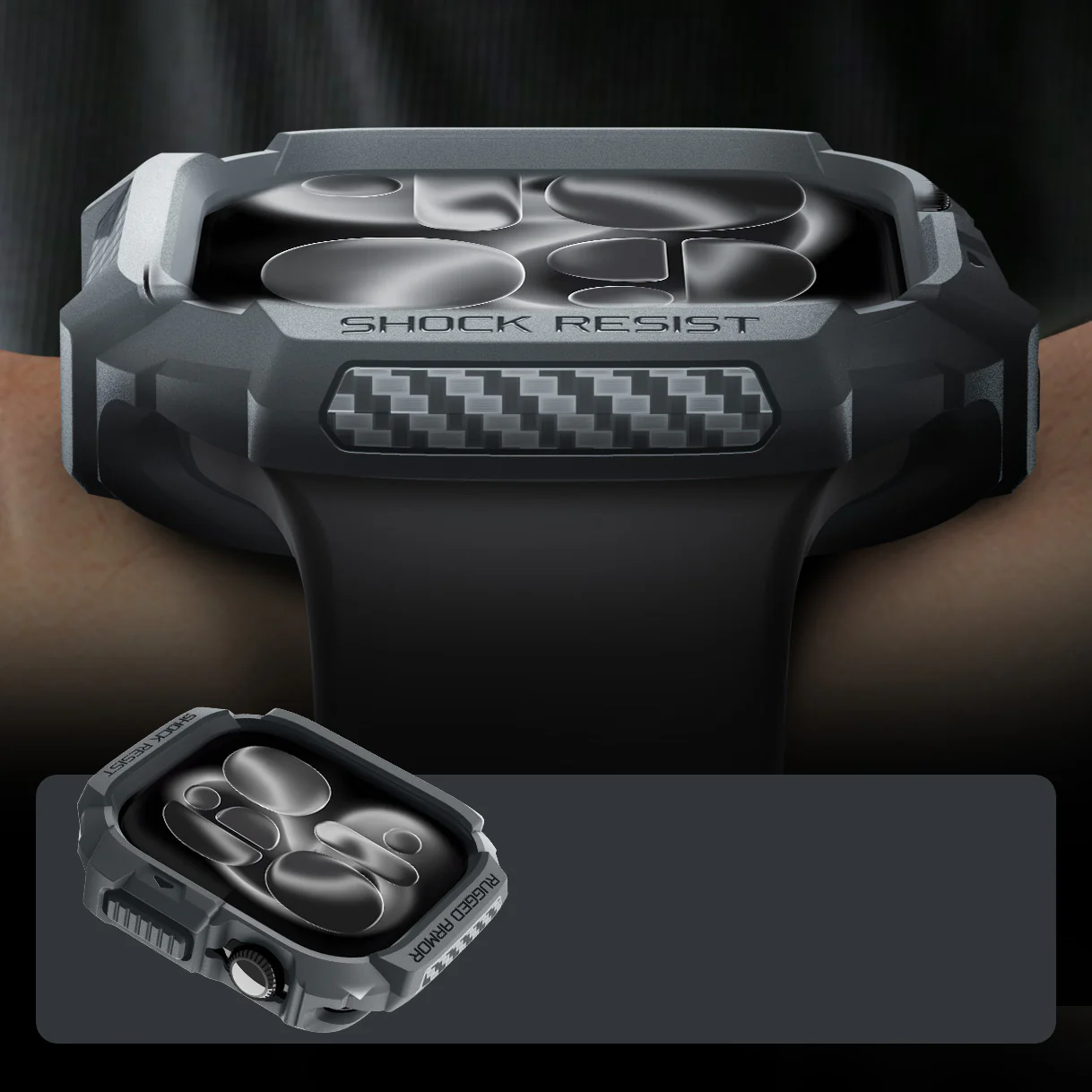 Schutzhülle für Apple Watch 11 / 10 46 mm, Spigen Rugged Armor 2, Grau - Image 14