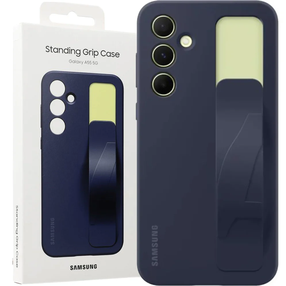Schutzhülle für Galaxy A55, Samsung Silicone Standing Grip Case, Dunkelblau - Image 8