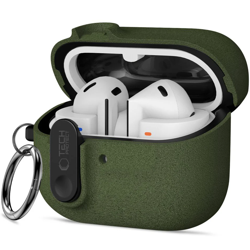 Schutzhülle für Galaxy Buds 3 / 3 FE / 3 Pro, Tech-Protect Slim Hook, Dunkelgrün