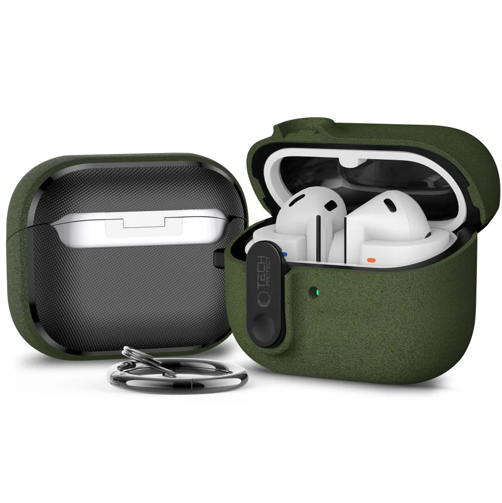 Schutzhülle für Galaxy Buds 3 / 3 FE / 3 Pro, Tech-Protect Slim Hook, Dunkelgrün - Image 2