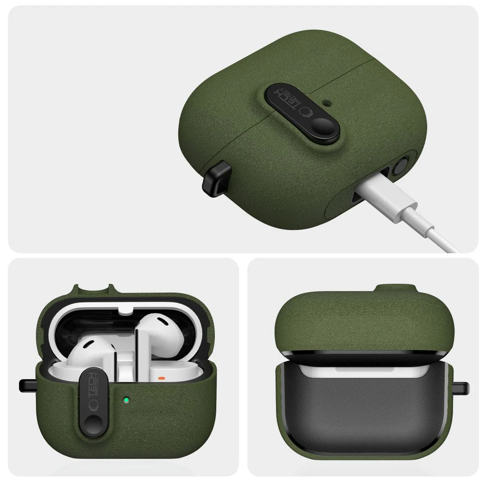 Schutzhülle für Galaxy Buds 3 / 3 FE / 3 Pro, Tech-Protect Slim Hook, Dunkelgrün - Image 3