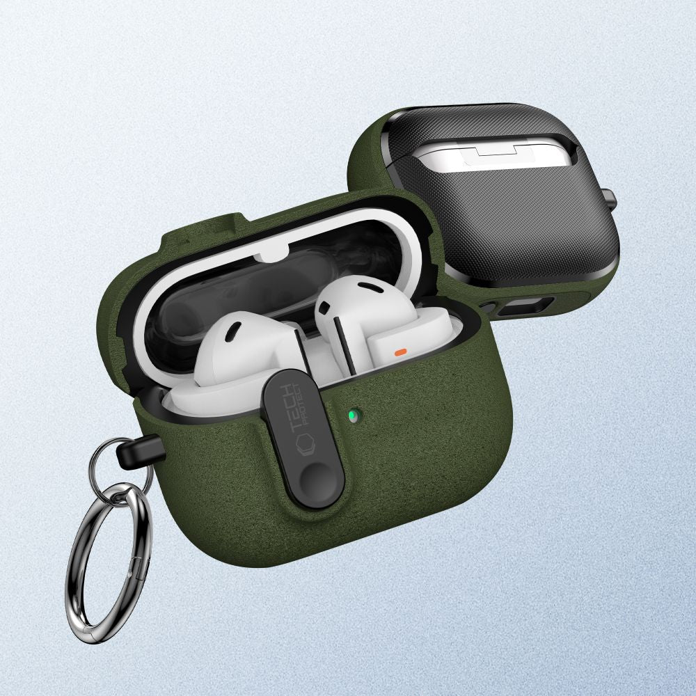 Schutzhülle für Galaxy Buds 3 / 3 FE / 3 Pro, Tech-Protect Slim Hook, Dunkelgrün - Image 4