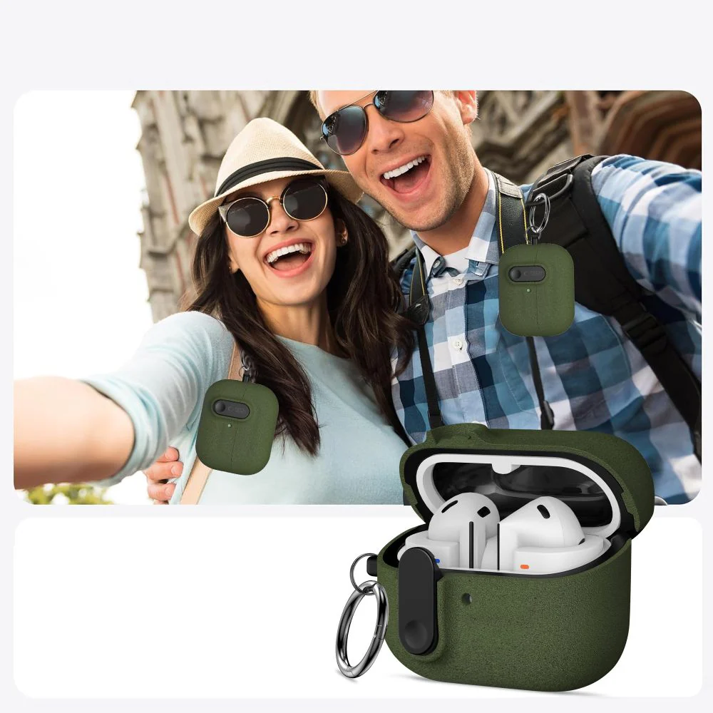 Schutzhülle für Galaxy Buds 3 / 3 FE / 3 Pro, Tech-Protect Slim Hook, Dunkelgrün - Image 5