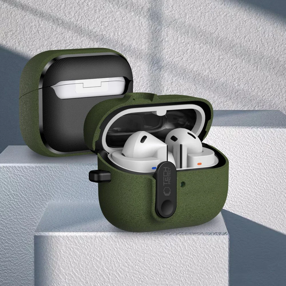 Schutzhülle für Galaxy Buds 3 / 3 FE / 3 Pro, Tech-Protect Slim Hook, Dunkelgrün - Image 7