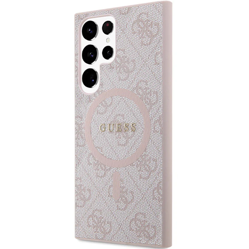 Schutzhülle für Galaxy S24 Ultra, Guess Hardcase 4G Leather Metal Logo für MagSafe, Rosa - Image 2