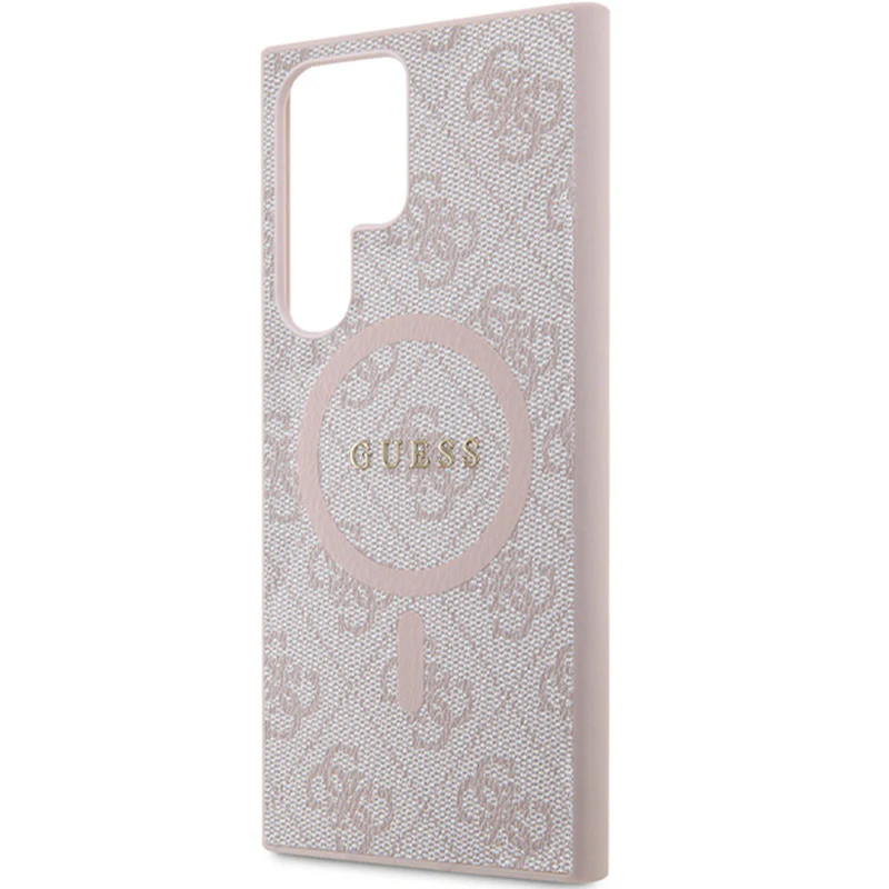 Schutzhülle für Galaxy S24 Ultra, Guess Hardcase 4G Leather Metal Logo für MagSafe, Rosa - Image 6