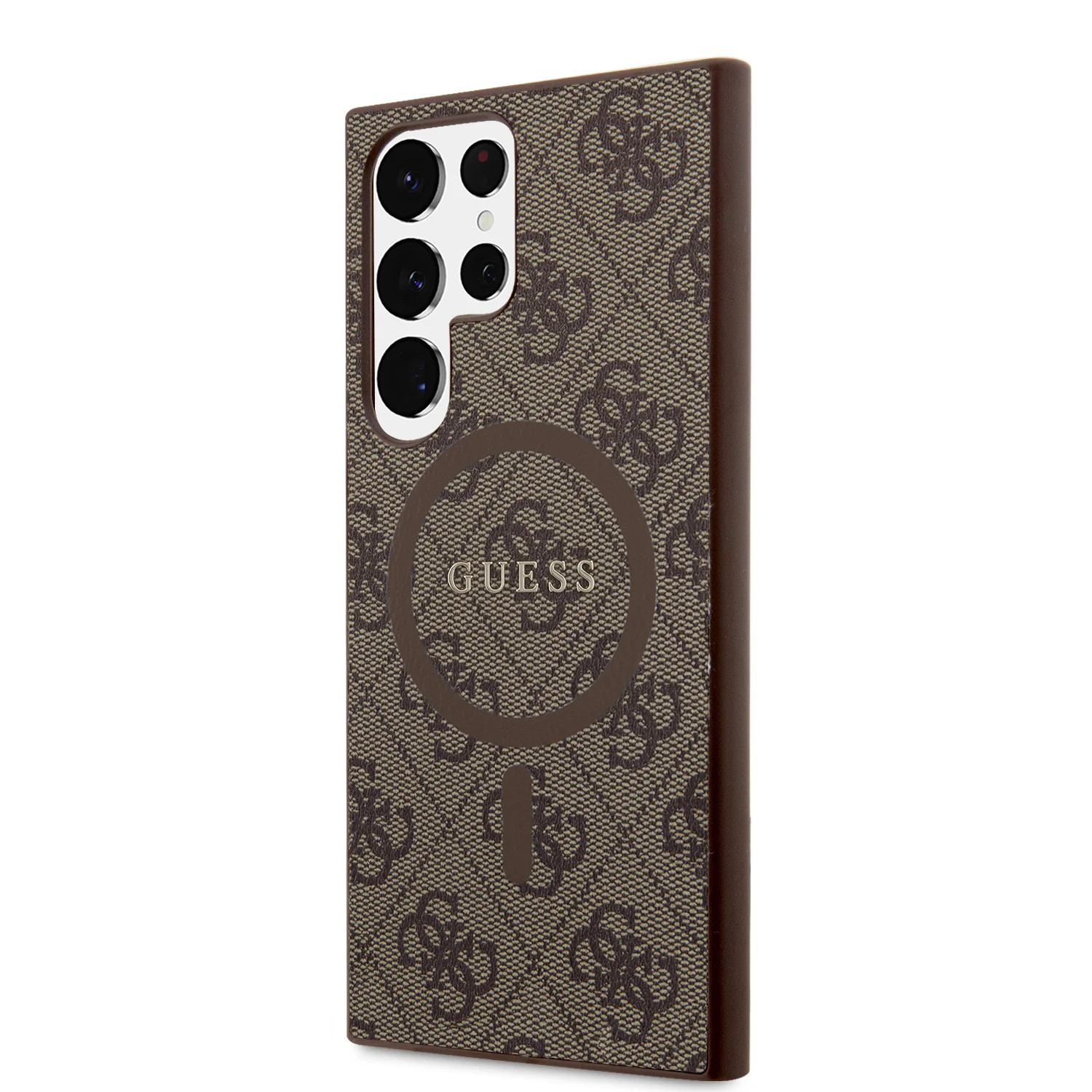 Schutzhülle für Galaxy S24 Ultra, Guess Hardcase 4G Leather Metal Logo MagSafe, Braun - Image 2