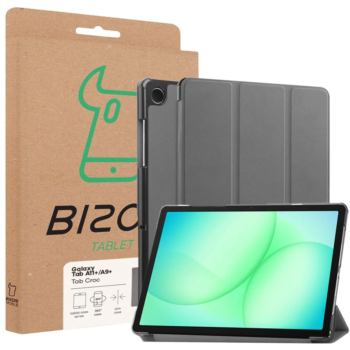 Schutzhülle für Galaxy Tab A11 Plus / A9 Plus, Bizon Case Tab Croc, Grau - Image 8