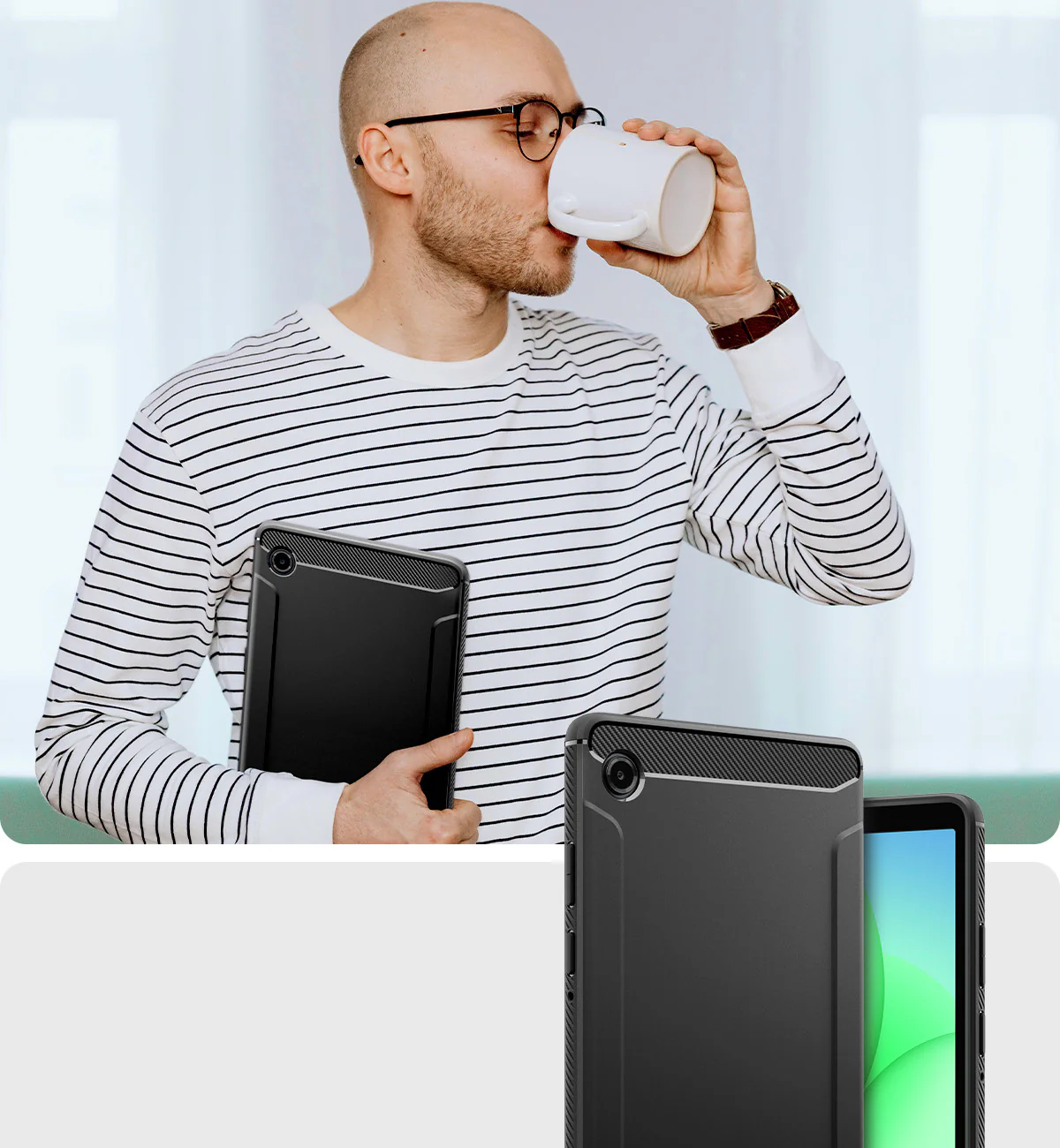 Schutzhülle für Galaxy Tab A11, Spigen Rugged Armor, Schwarz - Image 14