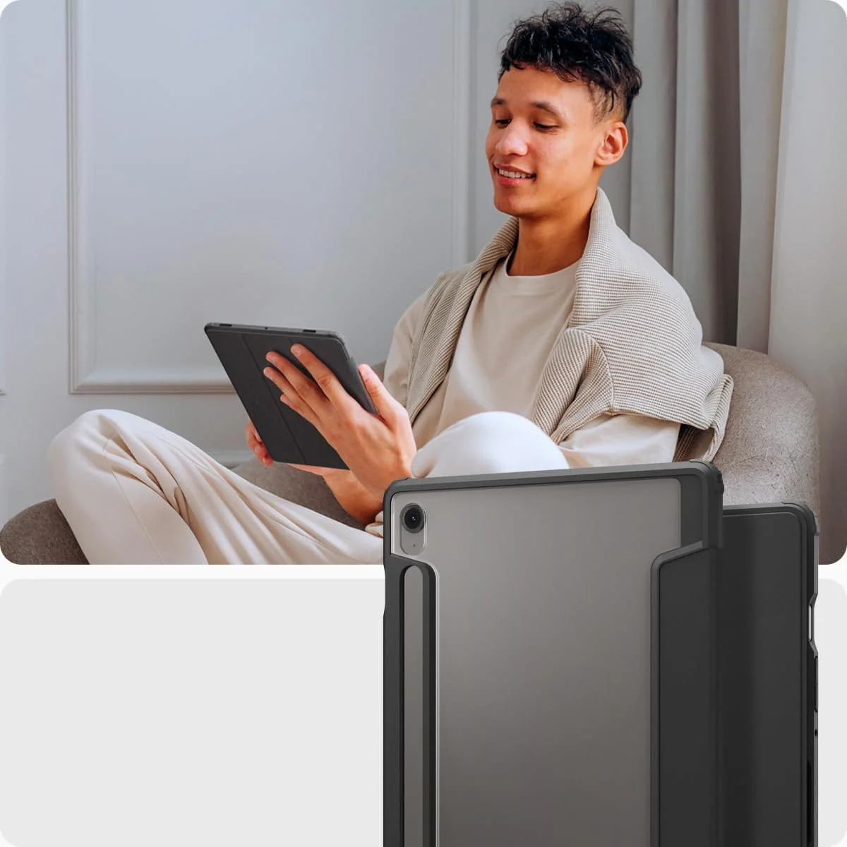 Schutzhülle für Galaxy Tab S10 FE / S9, Spigen Ultra Hybrid Pro, Schwarz und Transparent - Image 13