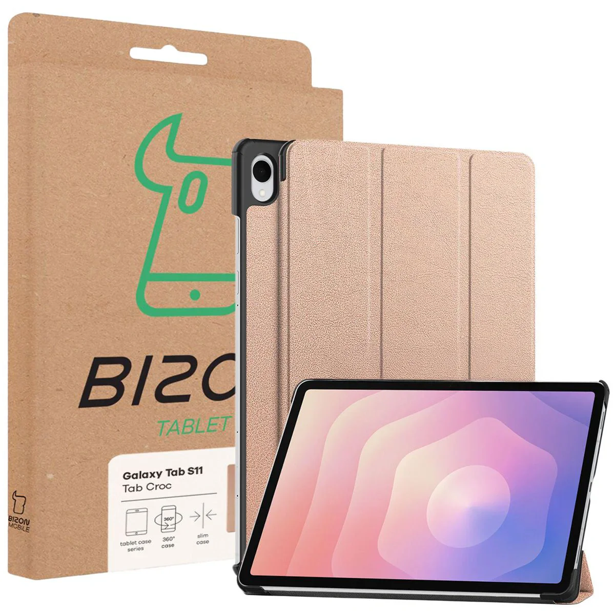 Schutzhülle für Galaxy Tab S11, Bizon Case Tab Croc, Rosegold - Image 8