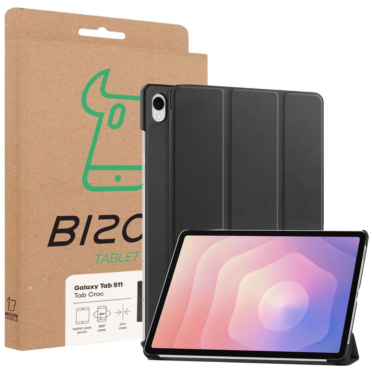 Schutzhülle für Galaxy Tab S11, Bizon Case Tab Croc, Schwarz - Image 8