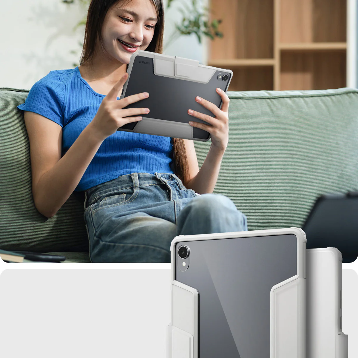 Schutzhülle für Galaxy Tab S11, Spigen Ultra Hybrid Pro, Grau-Transparent - Image 13