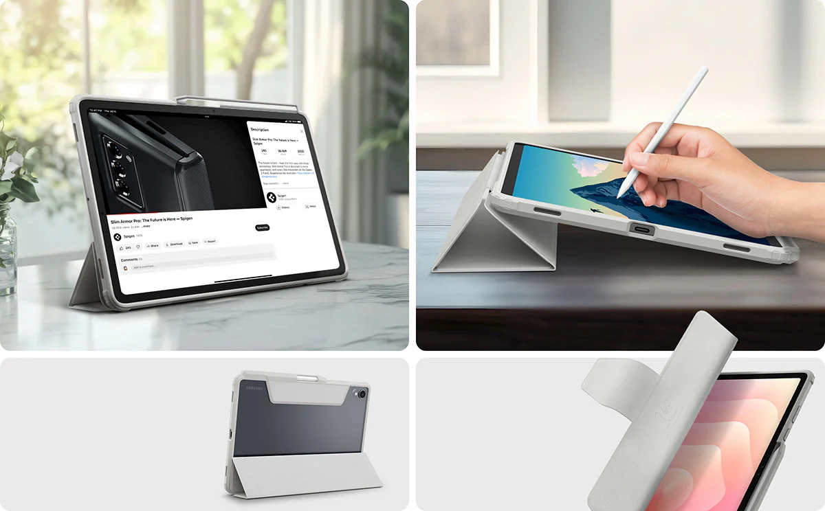 Schutzhülle für Galaxy Tab S11, Spigen Ultra Hybrid Pro, Grau-Transparent - Image 14