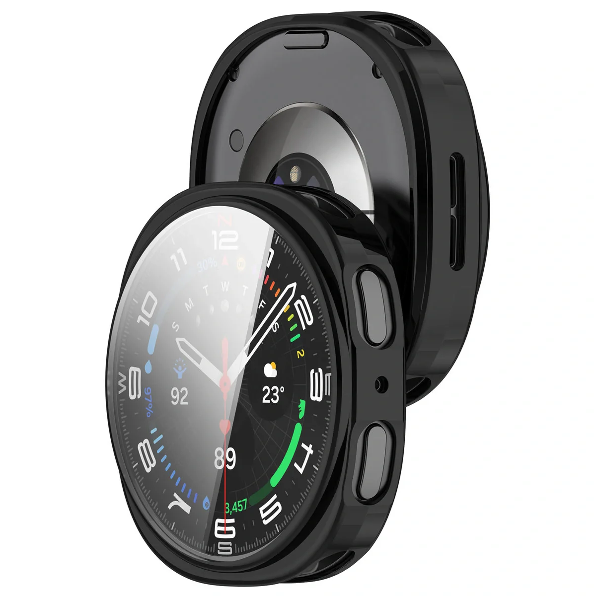 Schutzhülle für Galaxy Watch 8 44 mm, Bizon Case Watch Felipe, Schwarz