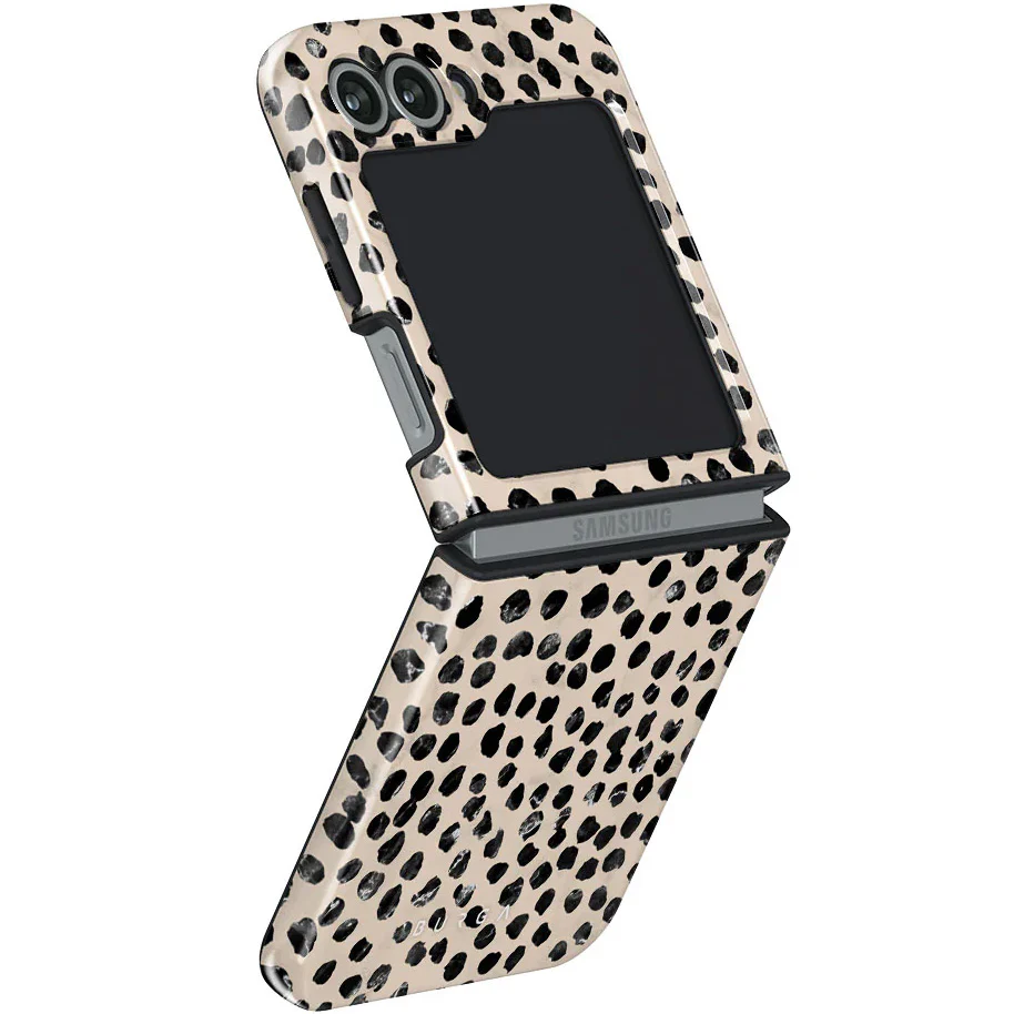 Handyhülle für Galaxy Z Flip7 FE / Z Flip6, Burga Almond Latte Tough, Beige mit schwarzen Punkten - Image 9