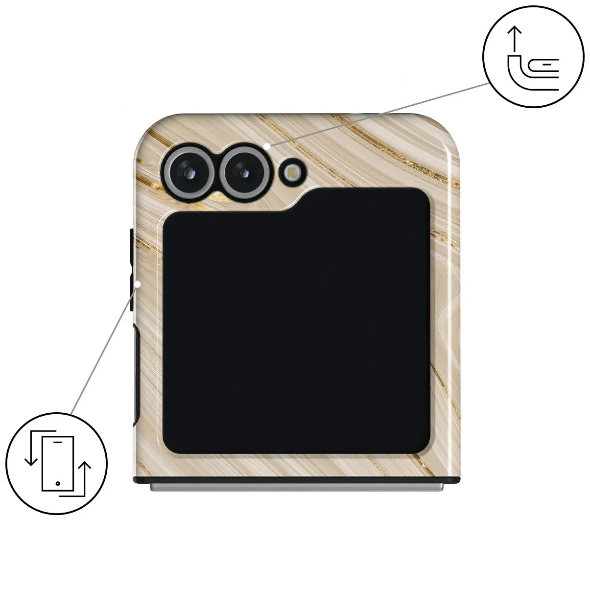 Handyhülle für Galaxy Z Flip7 FE / Z Flip6, Burga Full Glam Tough, Beige gemustert - Image 12