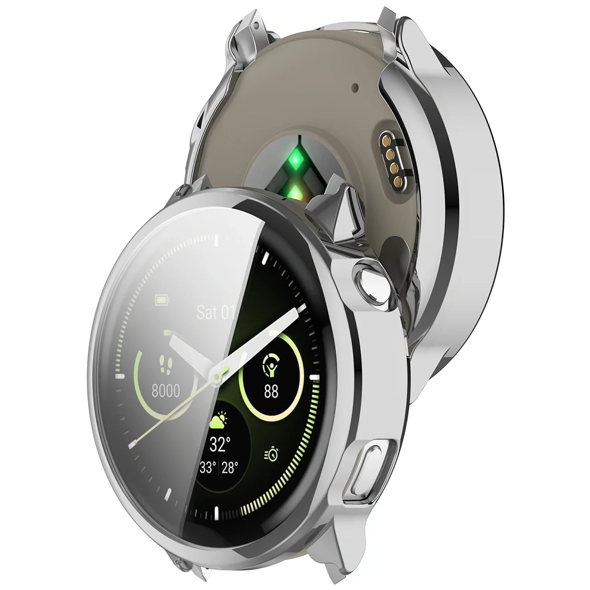 Schutzhülle für Garmin Venu 4 45 mm, Bizon Case Watch Felipe, Silbern