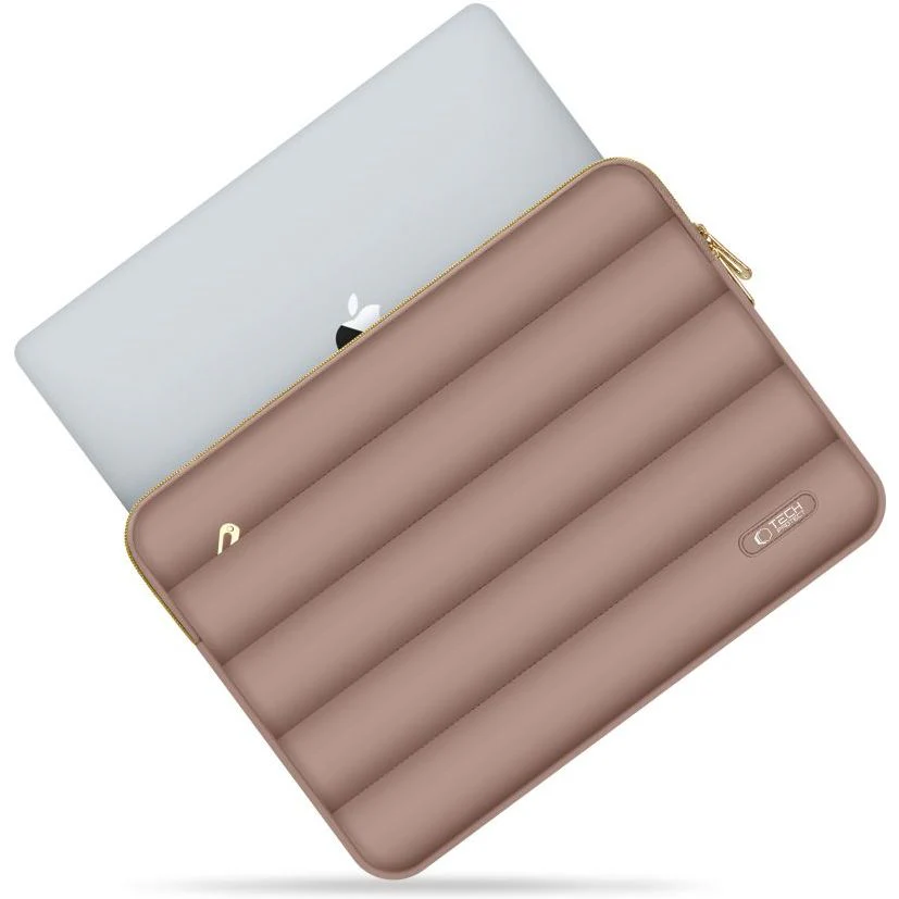 Schutzhülle für Laptop 15" - 16" + kleine Zubehörtasche, Tech-Protect Puffy, Braun - Image 3