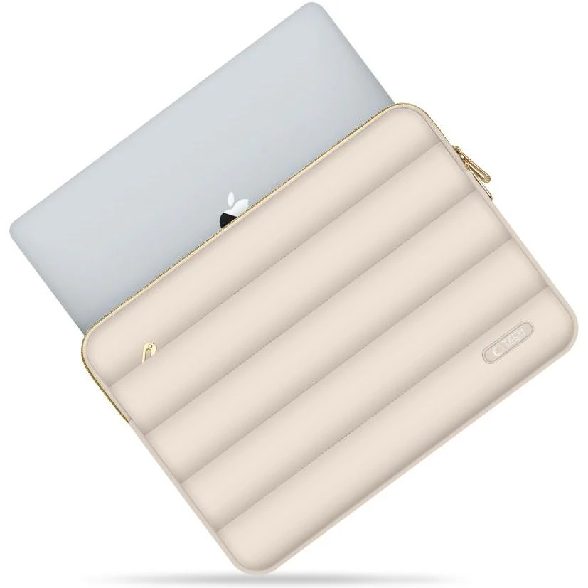 Schutzhülle für Laptop 15" - 16" + kleine Zubehörtasche, Tech-Protect Puffy, Hellbeige - Image 3