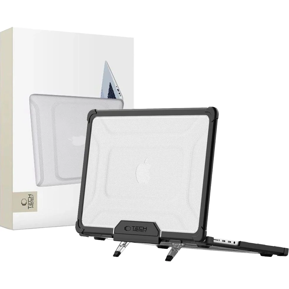 Schutzhülle für MacBook Pro 14" 2021-2026, Tech-Protect SmartShell Pro, Transparent-Schwarz