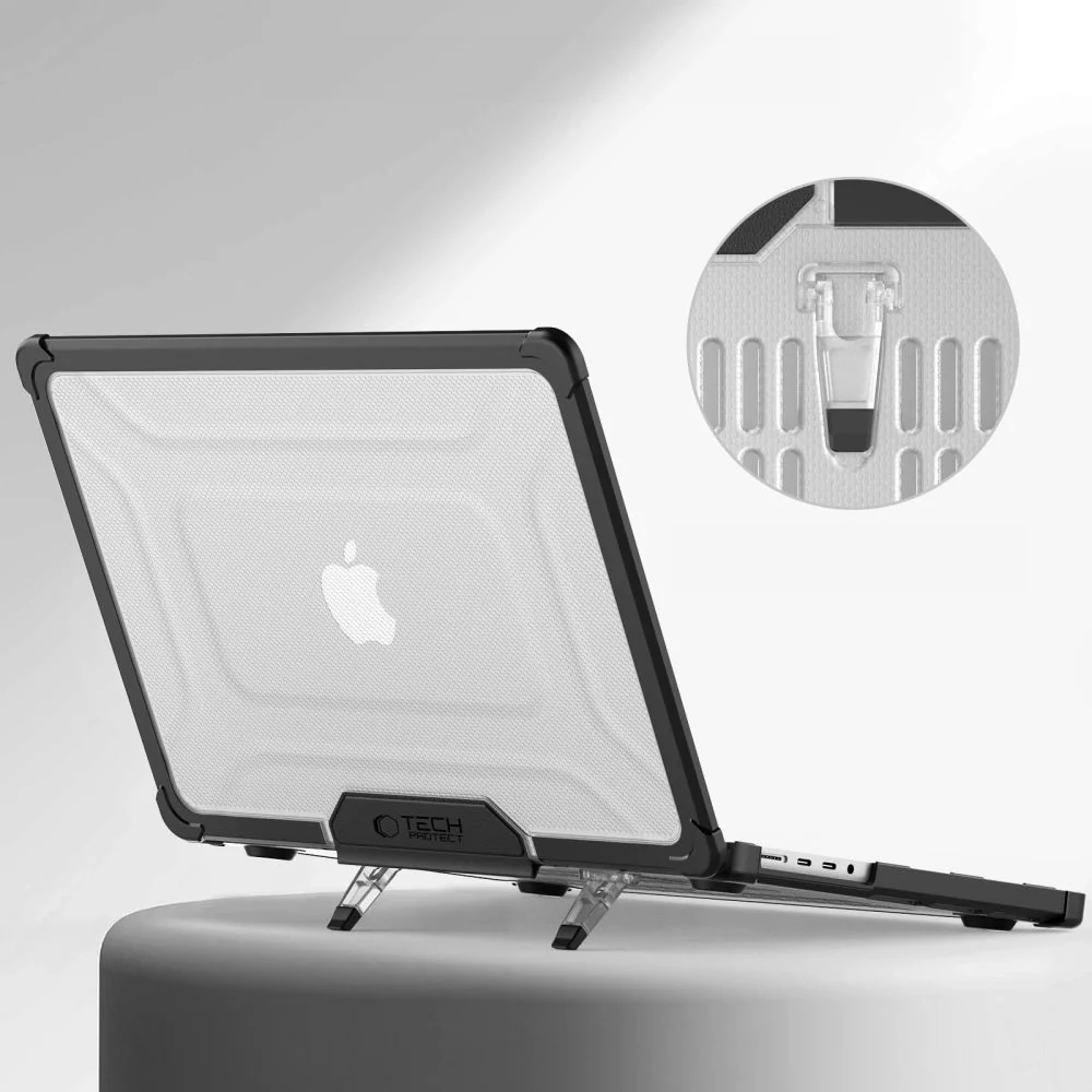 Schutzhülle für MacBook Pro 14" 2021-2026, Tech-Protect SmartShell Pro, Transparent-Schwarz - Image 4