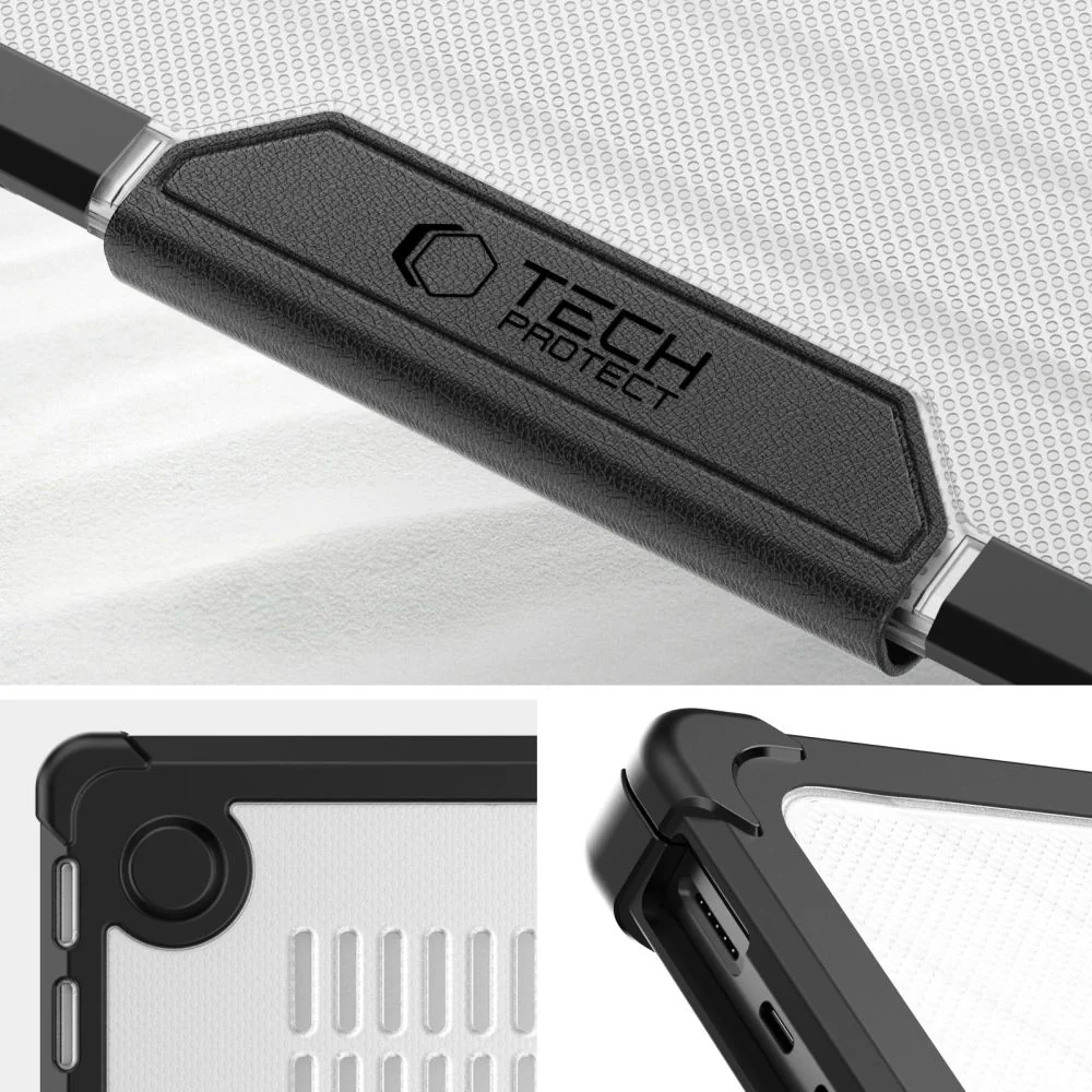Schutzhülle für MacBook Pro 14" 2021-2026, Tech-Protect SmartShell Pro, Transparent-Schwarz - Image 6