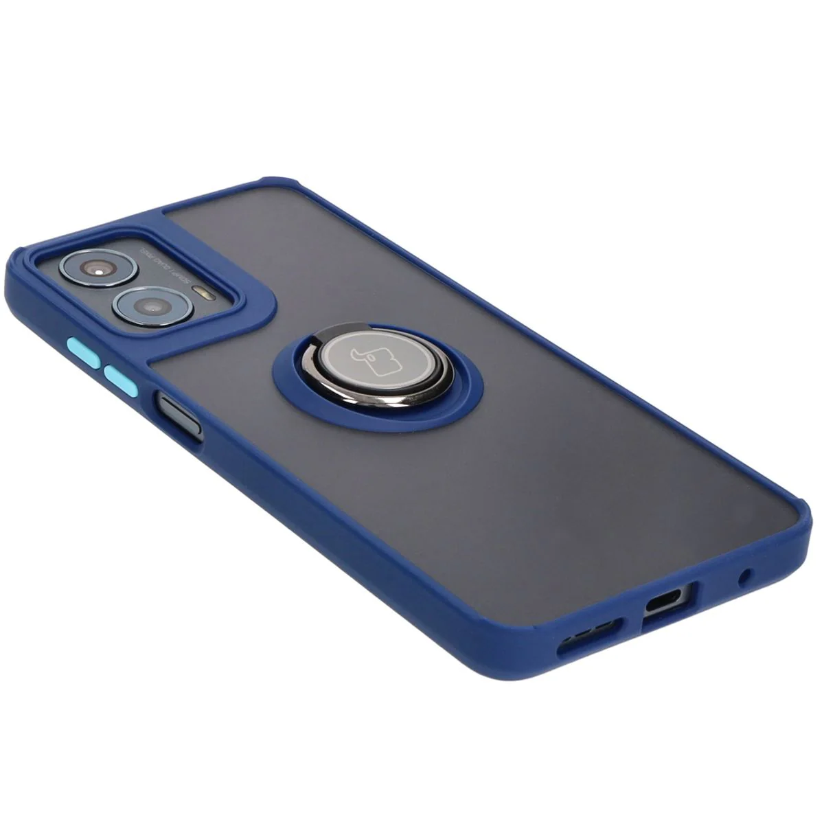 Handyhülle mit Fingergriff für Motorola Moto G04 / G24 / G24 Power, Bizon Case Hybrid Ring, getönt mit dunkelblauem Rahmen - Image 4