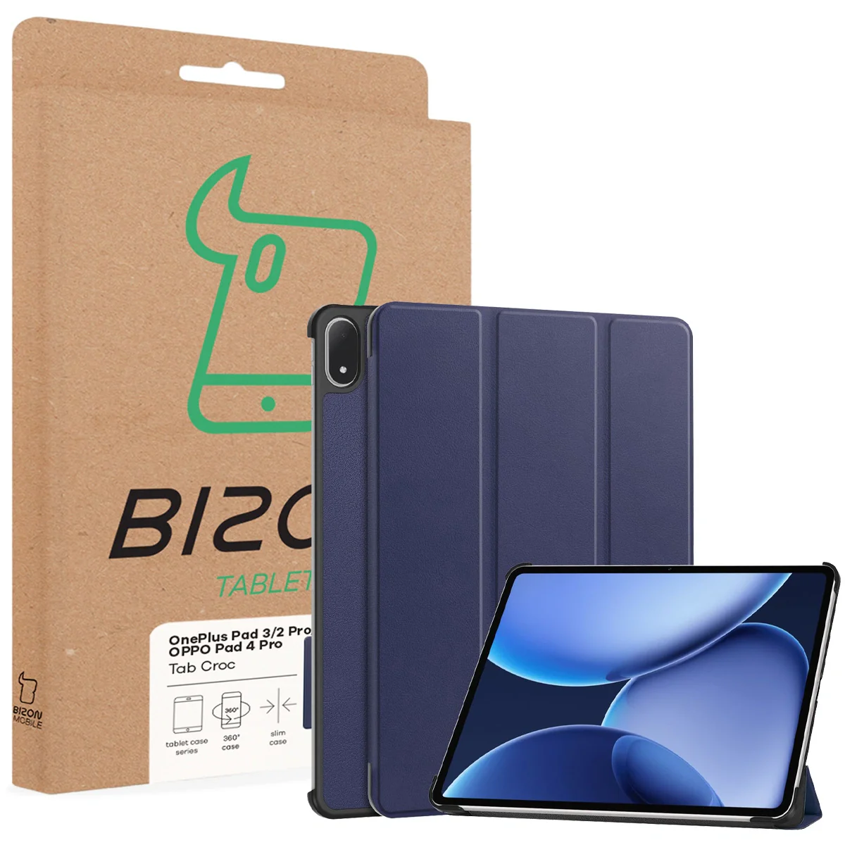 Schutzhülle für OnePlus Pad 3 / 2 Pro / OPPO Pad 4 Pro, Bizon Case Tab Croc, Dunkelblau - Image 8