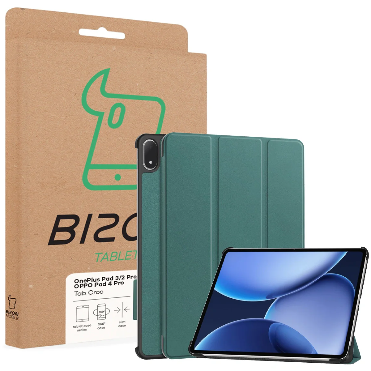 Schutzhülle für OnePlus Pad 3 / 2 Pro / OPPO Pad 4 Pro, Bizon Case Tab Croc, Dunkelgrün - Image 8