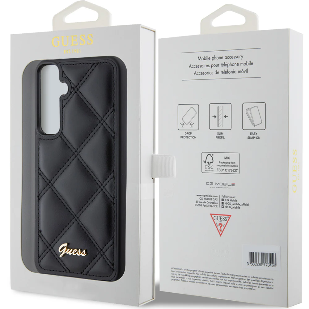 Schutzhülle für Samsung Galaxy S23 FE, Guess HardCase Quilted Metal Logo, Schwarz - Image 8