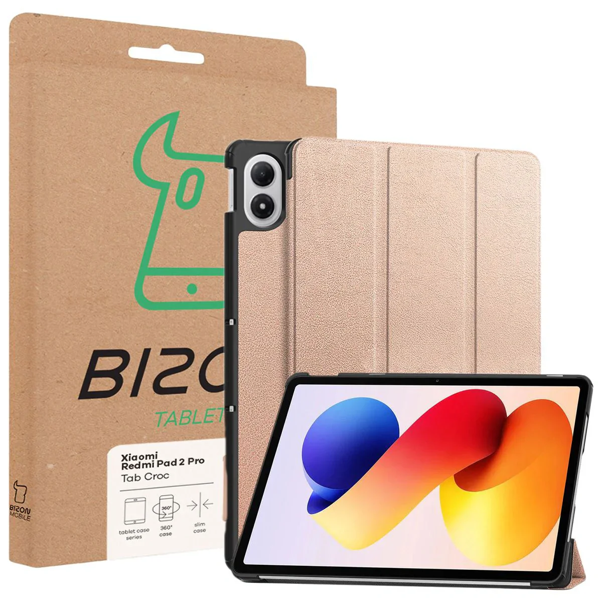 Schutzhülle für Xiaomi POCO Pad M1 / Redmi Pad 2 Pro, Bizon Case Tab Croc, Rosegold - Image 8
