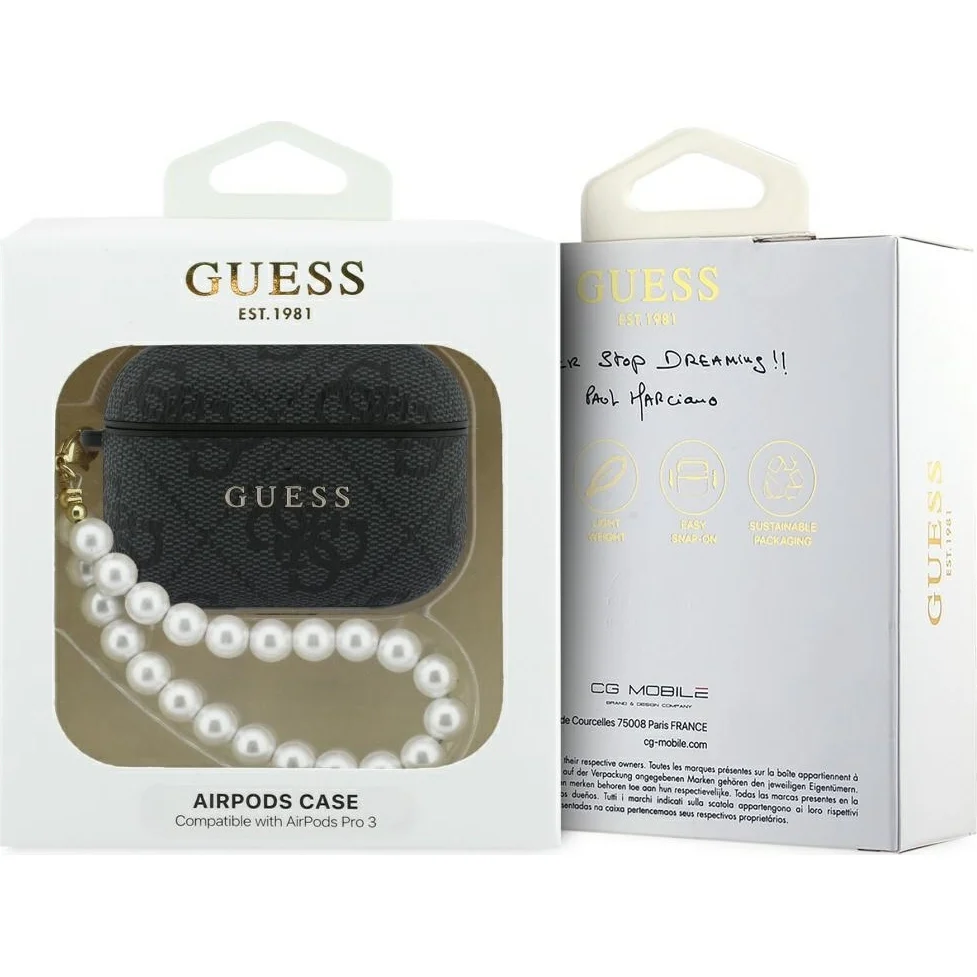 Schutzhülle Guess 4G Pearl Strap Case für AirPods Pro 3, Schwarz - Image 4