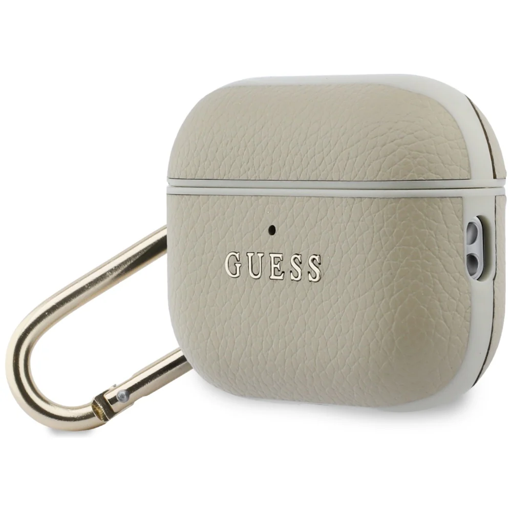 Schutzhülle Guess Grained PU Classic Logo Case für AirPods Pro 3, Golden - Image 3