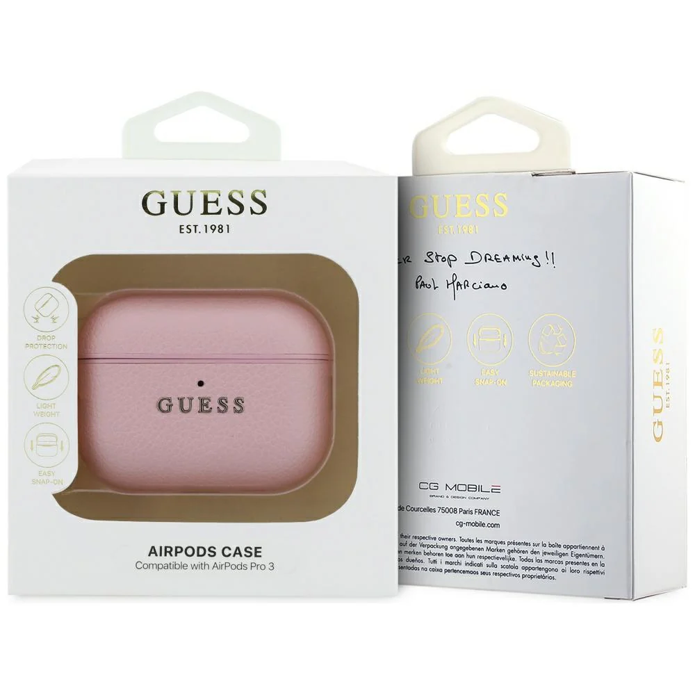 Schutzhülle Guess Grained PU Classic Logo Case für AirPods Pro 3, Rosa - Image 4