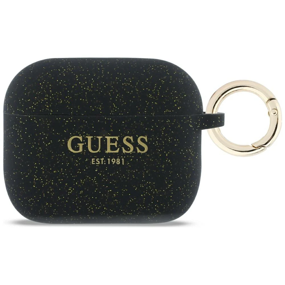 Schutzhülle Guess Silicone Glitter Case für AirPods Pro 3, Schwarz
